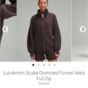 Lululemon Scuba Oversized Funnel Neck Jacket Sweatshirt ESPRESSO Sz XS/S